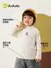 Camiseta interior térmica de invierno de cuello medio para niños Dudu para niños, camiseta de manga larga con forro polar para niñas, ropa infantil moderna para bebés