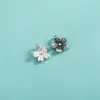 Colgante de Flor Pequeña Hecho a Mano de Plata de Ley S925, Dijes de Flor Martillada de Cinco Pétalos, Pulsera de Cuerda Trenzada DIY, Accesorio de Pulsera de Cristal