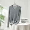 Suéter Outono e Inverno Gola Redonda Preguiçoso 100% Lã Cashmere Pura Malha Gola Baixa Slim Look Emagrecedor Malha de Base Justa