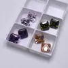 Piedra Suelta de Gema Cuadrada Corte Asscher Color Champán, Piedra Suelta de Circonita Verde Oliva Colorida para Incrustación y Adorno de Joyería DIY