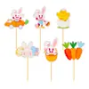 Decoraciones para Pasteles de Pascua Transfronterizas Inserciones Coloridas de Conejo y Huevo de Doble Cara Toppers para Cupcakes Suministros para Fiestas