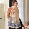 Cachecol Retrô Novo Estilo Flor de Ameixa para Mulheres, Imitação de Caxemira, Cachecol de Pescoço Dupla Face Espessado para Estudantes, Xale Fashion, Peça de Roupa Externa Quente e Versátil