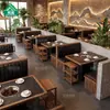 Buffet de Mariscos Cocina de Inducción Integrada Mesa para Hot Pot Campana Extractora de Tiro Descendente Cadena de Restaurantes de Barbacoa Cabina Comercial Sofá