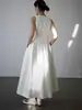 Qianhe Verão Novo Estilo Japonês Simples Retrô Desconstruído Cintura Alta Vestido Preto Pequeno Emagrecedor Vestido de Festa Mvp