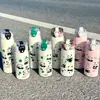 Serie de dibujos animados lindos de moda simple para niños adultos Resistente a caídas resistente al calor oso lindo taza de vacío con pajita transparente panda
