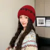 Chapéu de Tricô Estilo Coreano para Cabeça Grande Feminino Atmosfera Outono/Inverno Quente à Prova de Vento Chapéu para Frio Moda Redutor de Idade Proteção Auricular Chapéu de Lã
