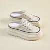 Zapatos Blancos de Media Copa Verano 2025 Nuevo Estilo Coreano Ins Estudiantes Femeninas Suela Gruesa Elevadores Malla Transpirable Casual
