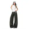 Pantalones de traje plisados de pierna ancha, color naranja infantil, con estilo color-blocking, para mujer, corte holgado, adelgazantes, favorecedores, casuales, versátiles, hasta el suelo.