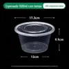 Lancheira descartável lancheira de arroz de plástico para viagem caixa de embalagem transparente tigela de sopa com tampa lancheira engrossada atacado