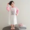 Estilo Nuevo Otoño e Invierno Niñas y Niños Dibujos Animados Franela Cálida Ropa de Dormir para el Hogar Linda Niña Estilo Princesa Ropa para el Hogar
