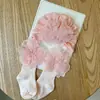 Conjunto de Chapéu e Meias para Bebê Transfronteiriço, Vários Estilos de Estampas Florais Frescas para Meninas Bebês, Chapéus para Recém-Nascidos para Proteger a Moleira