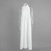 Vestido Camisa Largo Transfronterizo Estilo Europeo y Americano Primavera/Verano 2026 Nuevo Vestido sin Mangas con Cuello de Solapa Vestido de Algodón Puro para Mujer
