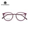 Gafas frescas de madera STUDIOMUKU para este verano, montura redonda ovalada, diseño de lámina de titanio puro, montura de gafas