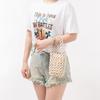 Bolso de Mano para Vacaciones en la Playa Enspt Estilo Europeo y Americano Transfronterizo Bolso de Bolas de Madera Bolso Tejido a Mano Informal para Viajes para Mujer
