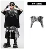 Roupas Hip-Hop Infantis Modernas Roupa Hip-Hop para Meninos Corrente Solta Manga Curta Roupa de Dança Conjunto Hiphop para Meninas Roupa de Performance Verão
