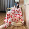 Pijamas para Mujer, Pantalones de Manga Larga para Otoño, Pijamas Sueltos de Dibujos Animados con Cuello Redondo, Trajes de Ropa para el Hogar para Mujer, Venta al por Mayor Directa de Fábrica