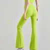 Pantalones de yoga acampanados de largo 9/10 sin costuras incómodas, de cintura alta, corte ajustado, pantalones acampanados finos para personas petite, adecuados para el verano