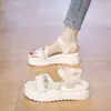 Sandálias Casuais Estilo Francês para Mulheres, Verão 2026, Sandálias com Tiras de Velcro de Solado Grosso, Sandálias Versáteis para Praia