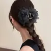 Pin de Malla de Lunares y Flores de Verano Coreano, Pinza de Moda de Gama Alta para Recoger la Mitad del Cabello, Elegante Pinza de Tiburón en la Parte Posterior de la Cabeza
