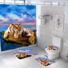 Serie Tigre cortina de ducha impermeable sin perforaciones Amazon venta al por mayor cortina de ducha de baño