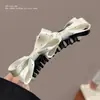 Presilha banana plissada de chifon, presilha vertical, presilha de garra de verão de alta qualidade, presilha para rabo de cavalo na nuca, presilha de cabelo elegante e delicada