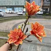 Nova flor de magnólia com simulação de toque manual 3D, 3 cabeças, toque de mola, magnólia, moda nacional, casamento, decoração macia, flor artificial, atacado