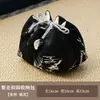 Bolsa de Armazenamento para Conjunto de Chá com Brocado Floral Branco em Fundo Preto, Nova Bolsa de Pano Espessa Estilo Chinês para Bule e Xícara de Chá, Portátil para Viagens ao Ar Livre