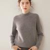 Suéter de Cashmere 100% Puro com Gola Alta Meia-Calça Espesso e Vazado de Camada Dupla para Mulheres, Suéter Base Tricotado para Mulheres
