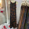 Nuevo vestido sin mangas de rayón estilo chino para mujer, nueva moda de principios de otoño, elegante y con caída, vestido largo tipo tank top con estampado de nicho