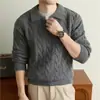 Yingao Suéter Tejido Retorcido Estilo Old Money para Hombre Falso Dos Piezas Nuevo Cuello Volteado Manga Larga Otoño Invierno Casual Grueso para Hombre