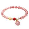 Pulsera de Cristal de Fresa Natural [Piedra Flor de Durazno] Cristal Flor de Durazno Rosa Hielo Cristal Rosa Pulsera Femenina Cristal Rojo Paloma