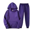 Conjunto de Moletom com Capuz Cor Sólida Unissex Estilo Primavera e Outono 2026 Conjunto Casual Esportivo Tendência de Duas Peças