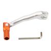 Palanca de Cambios Universal Forjada de Aleación de Aluminio para Motocicleta Todoterreno de 2 Tiempos (Colgando) Palanca Plateada Cabeza Naranja