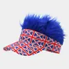 Gorra de Béisbol de Cabello Falso Realista Transfronteriza Europea y Americana con Diseño de Bandera Estadounidense y Estrellas, Gorra Personalizada para Fanáticos del Mundial