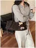 Bolsa Feminina para o Trabalho 2026 Nova Outono/Inverno de Alta Qualidade Estilo Maillard Bolsa de Ombro Bolsa Tote Estampada de Leopardo de Grande Capacidade