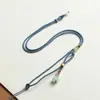 Elegante Colgante Cuerda DIY Tejido a Mano Asimétrico Colgante Pequeño Loto Dosel Esmaltado Cuerda de Cuello Nueva Cuerda de Collar