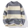 Venta Caliente Transfronteriza Venta Directa de Fábrica Suéter Rayado de Cuello Redondo Otoño e Invierno Nuevo Suéter Básico de Punto para Hombre