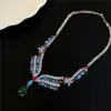 Collar Colgante de Zirconia Super Brillante Forma de Gota de Agua, Pendientes Minimalistas de Moda de Lujo Ligero, Conjunto de Joyería de Nicho con Diseño Único