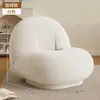 Sillón Perezoso de Lana de Cordero Sala de Estar Balcón Estilo Simple Ins Silla con Respaldo de Nube Silla Individual Giratoria de Ocio