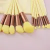 Conjunto de Pincéis de Maquiagem Quatro Estações Verde com 13 PeçasConjunto de Pincéis Morandi Beauty para Blush e Pó Solto com Alta Densidade