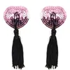 Accesorios de Lencería Erótica de Comercio Exterior, Pegatinas para Pezones con Forma de Corazón, Sujetador de Silicona, Lentejuelas con Forma de Corazón y Borlas, Cubrepezones Eróticos, Envío Directo de una Pieza
