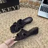 Sandalias de media pantufla retro estilo francés con punta abierta tejidas en forma de H para mujer, nuevo estilo de vacaciones de verano en la playa