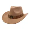 Aliexpress Nuevo Sombrero de Viaje Estilo Étnico para Hombres y Mujeres Sombrero de Ala Ancha Sombrero de Vaquero Suave de Gamuza Cabeza de Vaca