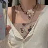 Nuevo Collar Colgante de Flor de Cuentas de Madera Estilo Chino Retro Cadena de Suéter Estilo Étnico para Mujer Accesorios de Collar Largo con Cuentas Rosas