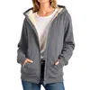Jaqueta Moletom com Capuz Cor Lisa Casual Quente de Caxemira Outono e Inverno Forrada com Fleece Espessada Quente Jaqueta de Caxemira