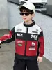 Chaqueta de Otoño para Niños 2026 Nuevo Modelo Chaqueta Estilo Motocicleta para Niños con Bloques de Color y Retazos Chaqueta de Carreras con Cuello Alto para Primavera y Otoño