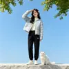 Nueva Moda Jacket de Algodón Patchwork de Alta Calidad Suelta para Mujer 2026 Invierno Corta Cálida Adelgazante Abrigo para Petites