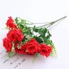 Flores Artificiales Ramo de Rosas de Borde Rizado de 9 Cabezas Decoración de Fondo de Boda Flores Falsas Venta al por Mayor Flores Artificiales de Alta Calidad
