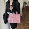 Bolso de Boda Nuevo Estilo Guofeng Gran Capacidad Bufanda de Seda Simple Personaje Feliz Portátil Bolso de Mano para Mujer Regalo de Dama de Honor Bolso Tote de Lona