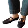 Mules Fechadas em Couro Macio Estilo Francês Prata para Mulheres, Sandálias Trançadas para o Verão, Sapatos Slip-On Vazados com Aumento Interno de Altura